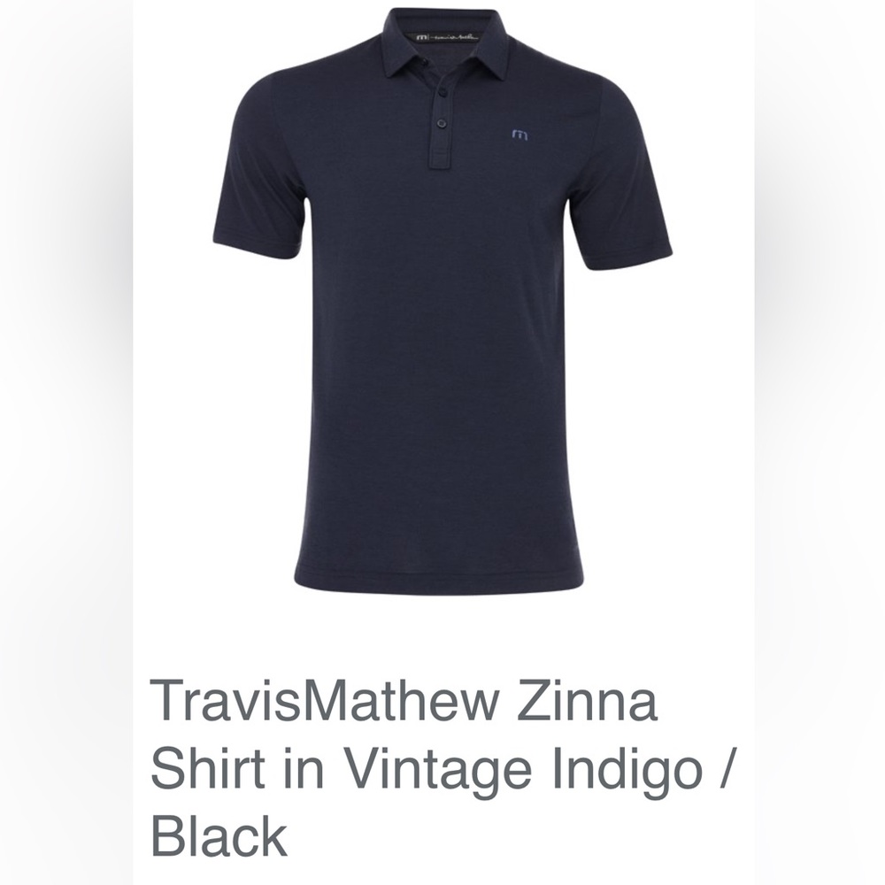 Travis Mathew Zinna Shirt in Vintage Indigo / Black Large
